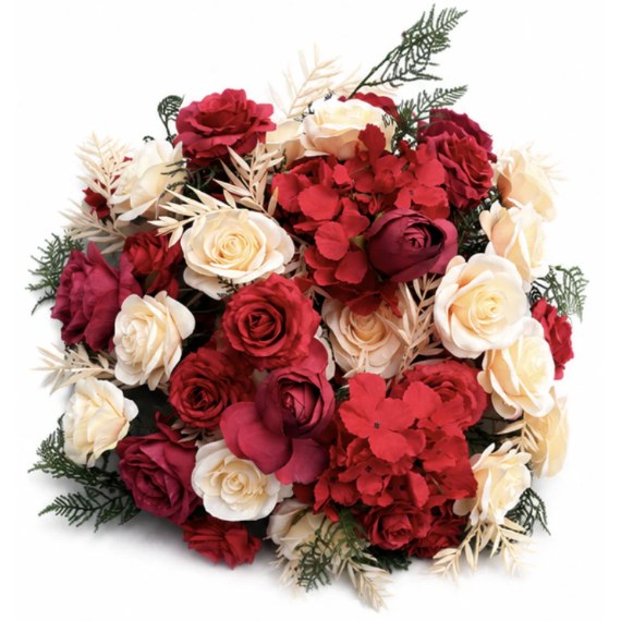 Flower ball — red & beige